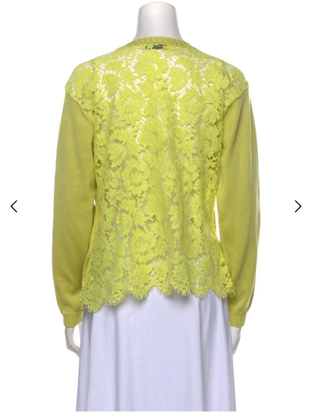 Valentino Lime Green Crewneck Sweater with Embellished Shoulders - Picture 3 of 3